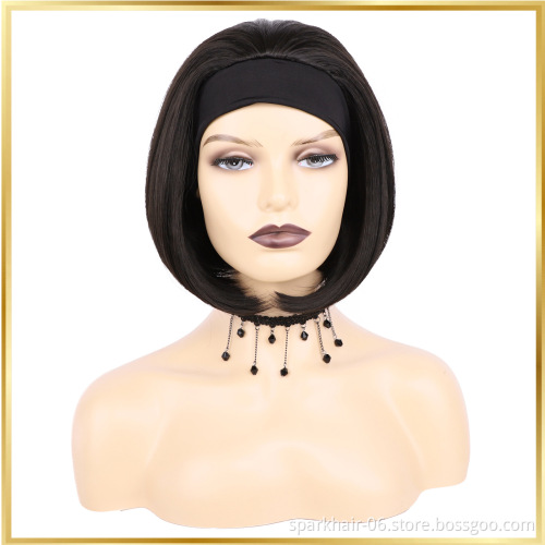 Wholesale Head Band Wigs Half Straight Kinky Curly Bob Virgin Brazilian Human Hair Headband Wig For Black Women With Attached